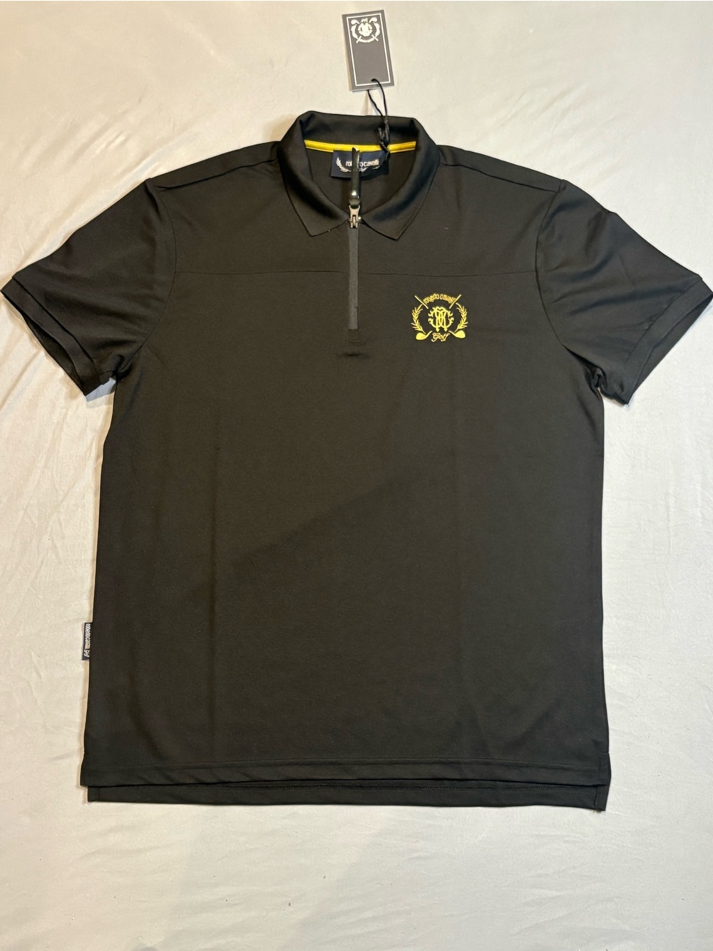 Roberto Cavalli Black Polo with Yellow Crest
